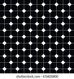 Vintage black and white tiles vector pattern or background