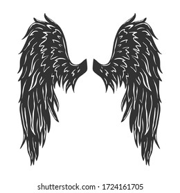 Vintage Black Wings Isolated On White Stock Vector (Royalty Free ...