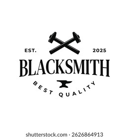 vintage blacksmith logo vector illustration badge design