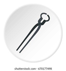 Vintage blacksmith pincers icon in flat circle isolated vector illustration for web