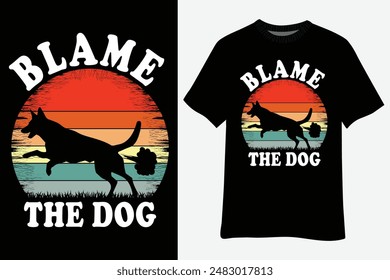 Vintage Blame the Dog Funny Dog Fart Dog Owner T-Shirt Design