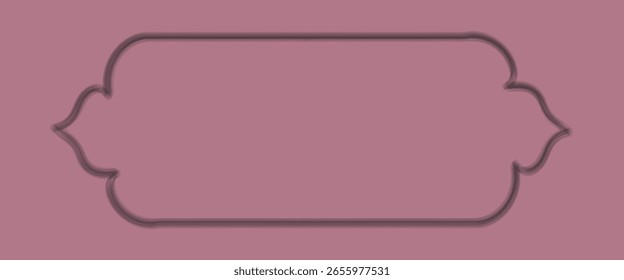 Marco de la etiqueta en blanco de Antiguas en un fondo de color de rosa polvoriento, perfecto para la invitación de boda, embalaje o diseño de logotipo. Forma de Vector elegante para una marca versátil. Formato editable y de Alta resolución.