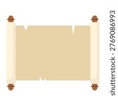 Vintage blank manuscript illustration featuring an old paper scroll with rope and antique parchment roll for an ancient medieval message