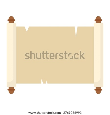 Vintage blank manuscript illustration featuring an old paper scroll with rope and antique parchment roll for an ancient medieval message
