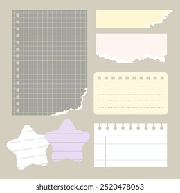 vintage blank paper notes for memo, reminder and write notice. vector, illustration design.