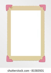 vintage blank photo frame, mounted with photo corners, vector