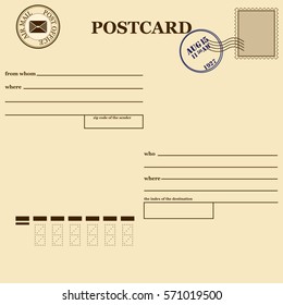 vintage a blank post card white background vector illustration