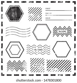 A vintage blank postal stamps and foliage set.illustration vector