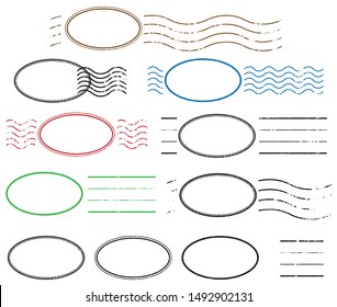 A vintage blank postal stamps and foliage set.illustration vector