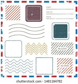 A vintage Blank postal stamps set.illustration vector