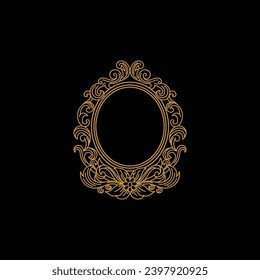 Vintage Blank Round Golden Frame Border Badge Emblem Stamp Label Logo Design Vector