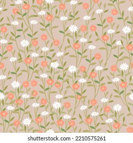 vintage blooming floral seamless pattern