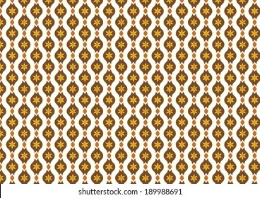 Vintage blossom and leaves and lobe pattern on light yellow background. 