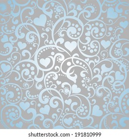 Vintage blue background with hearts. Vector Illustration 