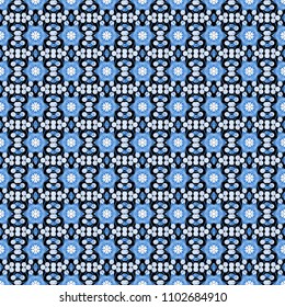 Vintage blue, black and white pattern in turkish style. Endless pattern can be used for ceramic tile, wallpaper, linoleum, textile. Vector seamless ceramic tile with colorful patchwork.