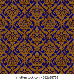 Vintage blue and brown seamless pattern background.  Vector illustration