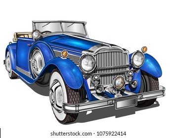 Vintage  blue car.