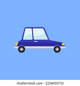 Vintage Blue Car in funny cartoon style