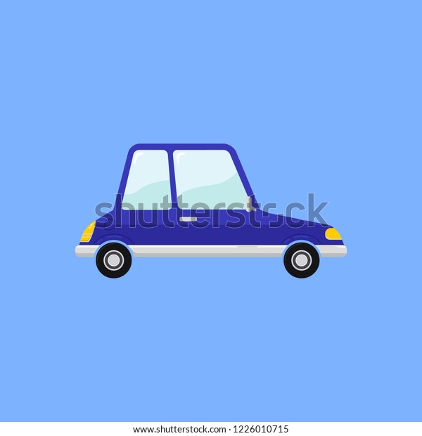 Vintage Blue Car in funny\
cartoon style