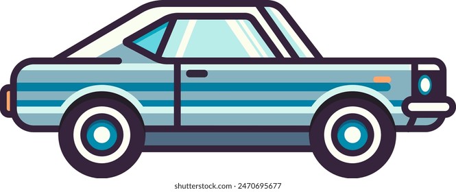 Vintage blue car icon. retro automobile vector illustration.