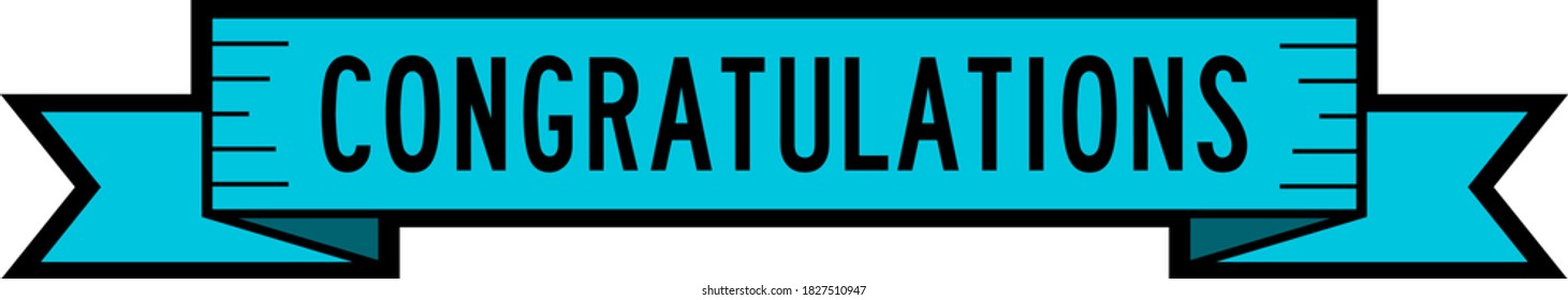 Vintage blue color label banner with word congratulations on white background