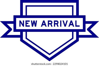 Vintage blue color pentagon label banner with word new arrival on white background