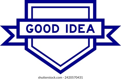 Vintage blue color pentagon label banner with word good idea on white background