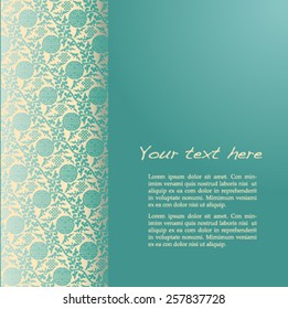 Vintage blue and cream traditional Chinese pattern background with vertical banner for text