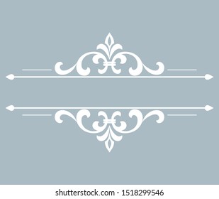 Vintage blue element. Graphic vector design. Damask graphic ornament