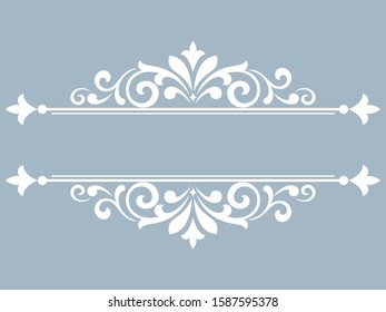 Vintage blue element. Graphic vector design. Damask graphic ornament