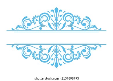 Vintage blue element. Graphic vector design. Damask graphic ornament