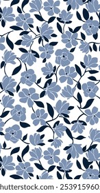 Patrón transparente floral azul de Antiguas. Diseño de fondo de Vector para textiles, Fondo de pantalla, fondo, Diseño web. Patrón floral. impresión digital.