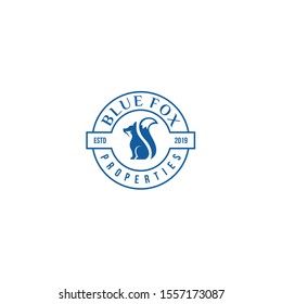 vintage blue fox lettering design 