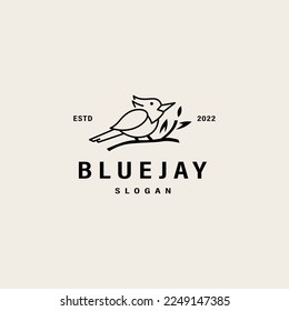 vintage Blue jay bird vector icon illustration logo design