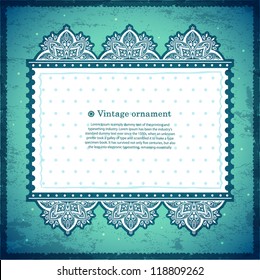 Vintage blue lace frame. Can be used as invitation