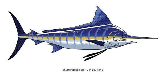 Vintage Blue Marlin Vector Illustration