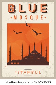 Vintage Blue Mosque Istanbul Poster