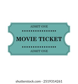 Vintage blue movie ticket template . Admit one retro cinema ticket. Ticket admission entry event design	