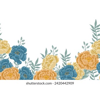 Vintage Blue and Orange Rose Flower Background