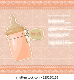 Vintage blue patterned bottle of milk for the girl