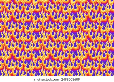 vintage blue red orange fire seamless pattern for print on textile, wrapping,banner, card. abstract fire pattern on black background. old school flaming pattern. retro flame seamless pattern
