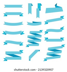 vintage blue ribbons collection set vector