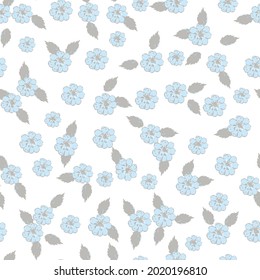 Vintage blue Rose Pattern. Ideal for printing onto fabric and paper.vitage flowers seamless pattern, vintage and romantic style Isolated on a white background.