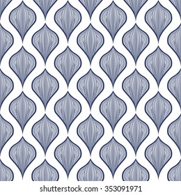 vintage blue shape seamless pattern on white