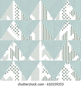 Vintage blue triangles. Seamless pattern with grunge effect (vector eps 10)
