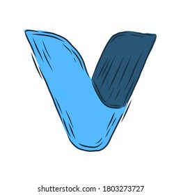 Vintage blue V letter logo template