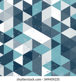 Vintage  blue and white triangle pattern.Geometric hipster retro background with place for your text. Retro triangle background. Colorful-mosaic-banner