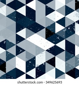 Vintage  blue and white triangle pattern.Geometric hipster retro background with place for your text. Retro triangle background. Colorful-mosaic-banner