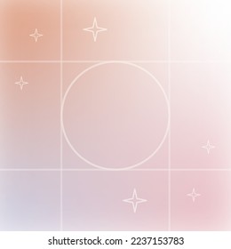 Vintage blur gradient illustration and cool linear figures   circle frame for text  Trendy y2k pastel colors square banner template for social media posts  Minimalism dreamy abstract poster design