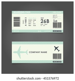 Vintage boarding pass. Airline boarding pass ticket for traveling by plane. vector illustration